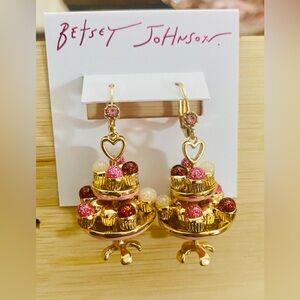 Betsey Johnson Cupcake Stand Tower Earrings